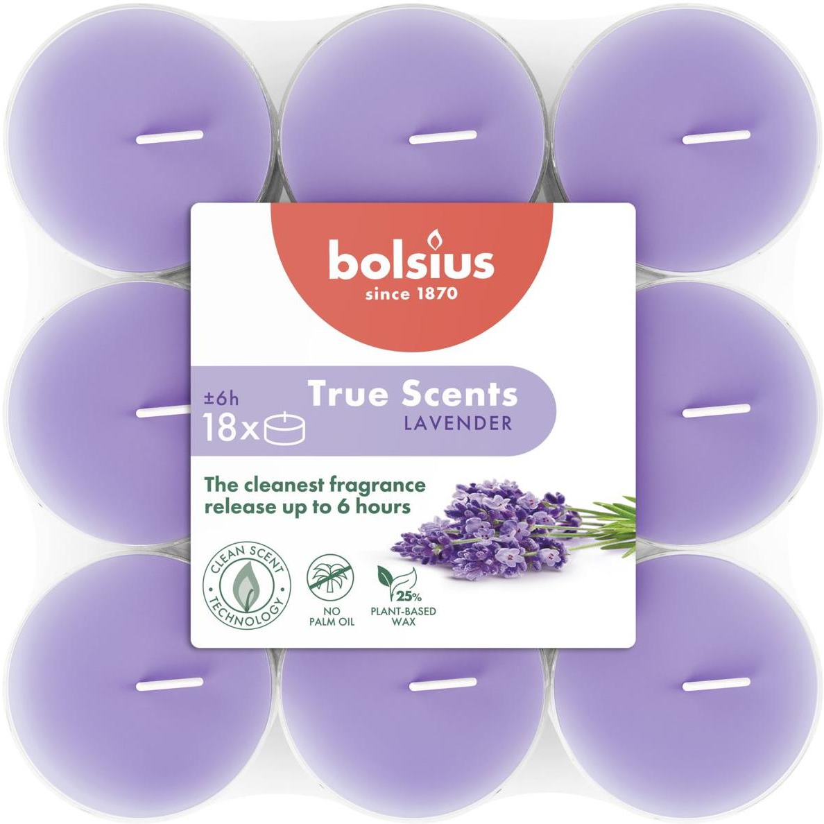 Bolsius Lavender 358 g, 18 db (8717847189264)