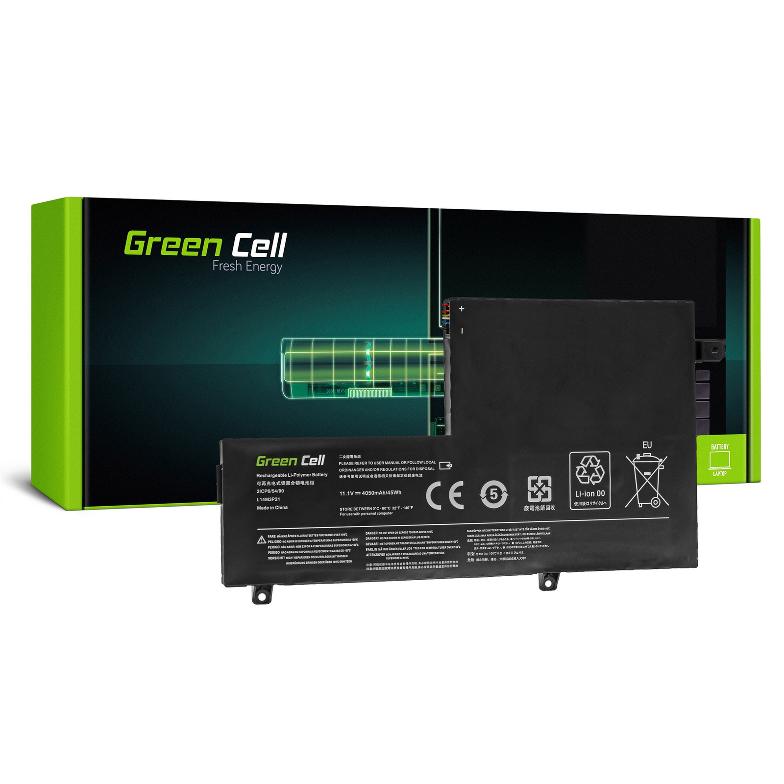 Green Cell L14M3P21 Lenovo Notebook akkumulátor 4050 mAh (LE124)