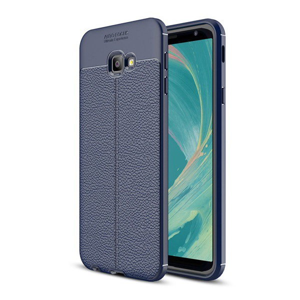 Szilikon telefonvédő (közepesen ütésálló, bőr hatású, varrás minta) SÖTÉTKÉK [Samsung Galaxy J4 Plus (SM-J415F)] (5996457821341)