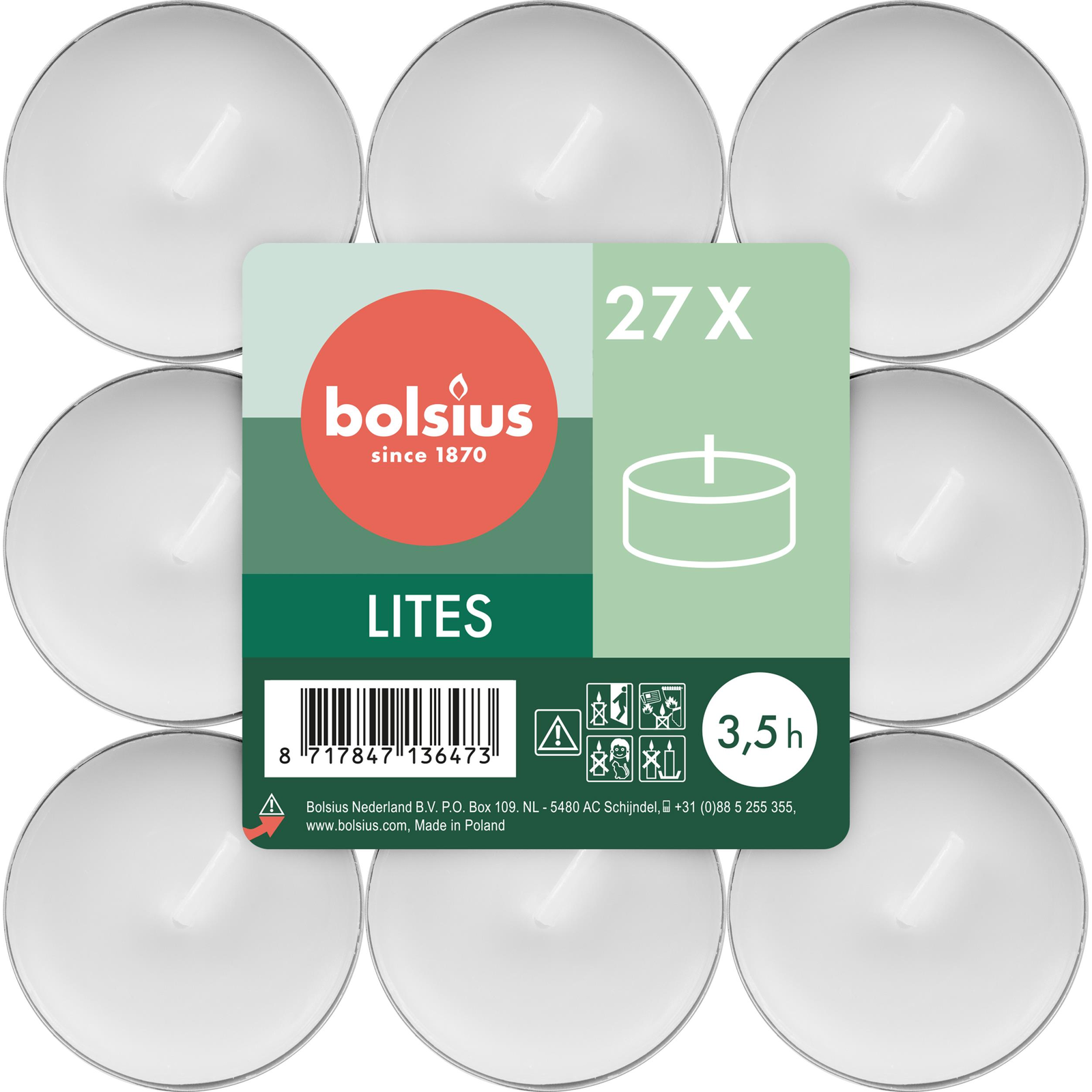 Bolsius teamécses 27 db, 273 g (8717847136473)