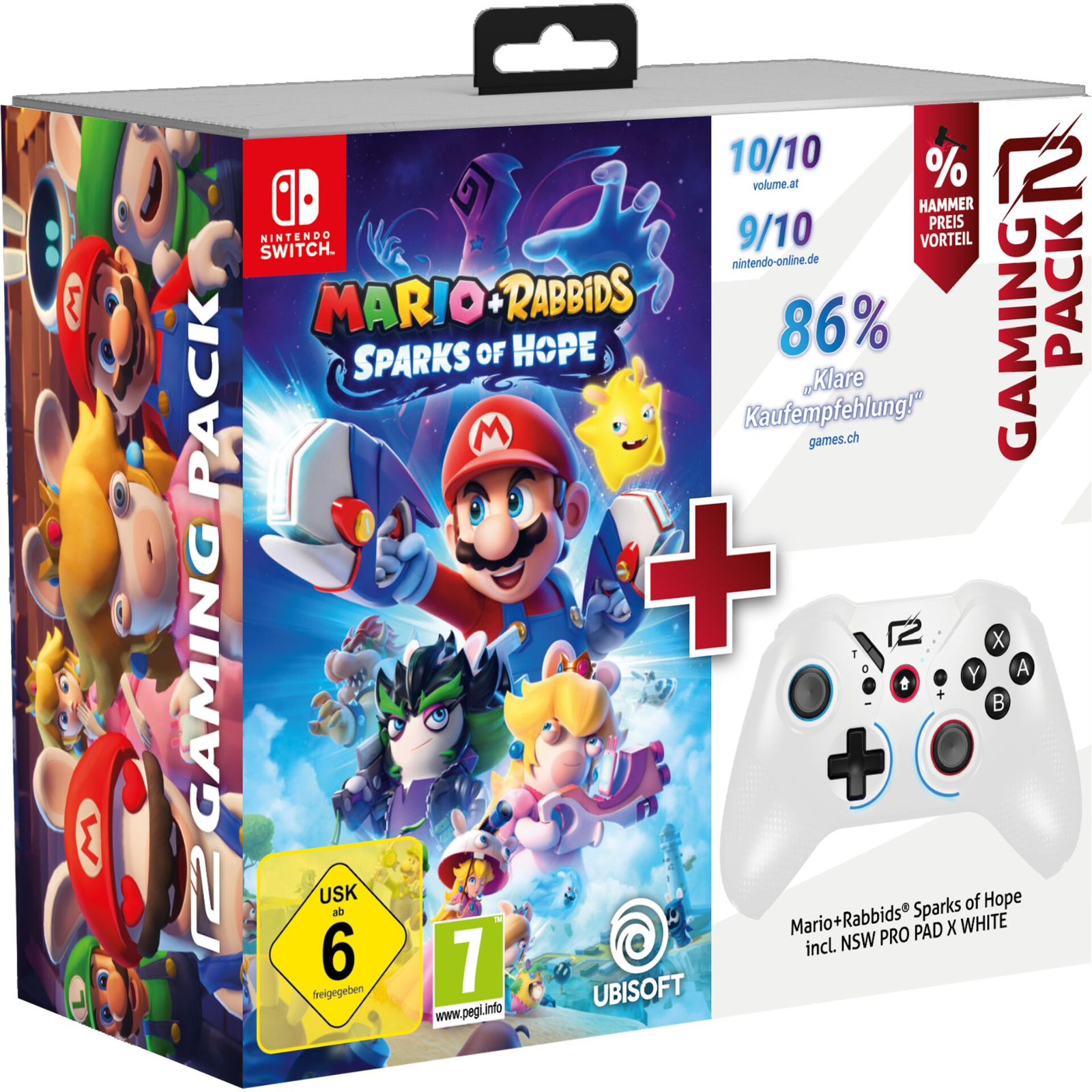 ready2gaming Nintendo Switch Mario + Rabbids Sparks of Hope Wireless Kontroller Gamepad (Switch) - Fehér (SWACTIONMARIORABBIDS)