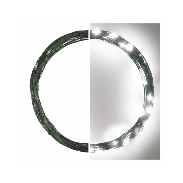 EMOS LED karácsonyi nano fényfüzér 4m IP44 időzítős zöld kábel hidegfehér (D3AC03)