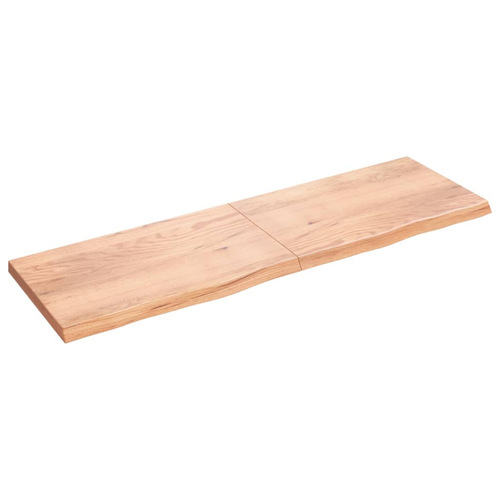 világosbarna kezelt tömör tölgyfa fali polc 200 x 60 x (2-6) cm (363731)