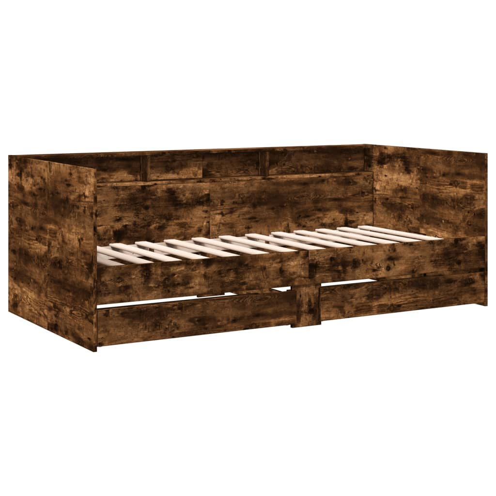 füstös tölgy színű szerelt fa kanapéágy fiókokkal 75 x 190 cm (3280864)