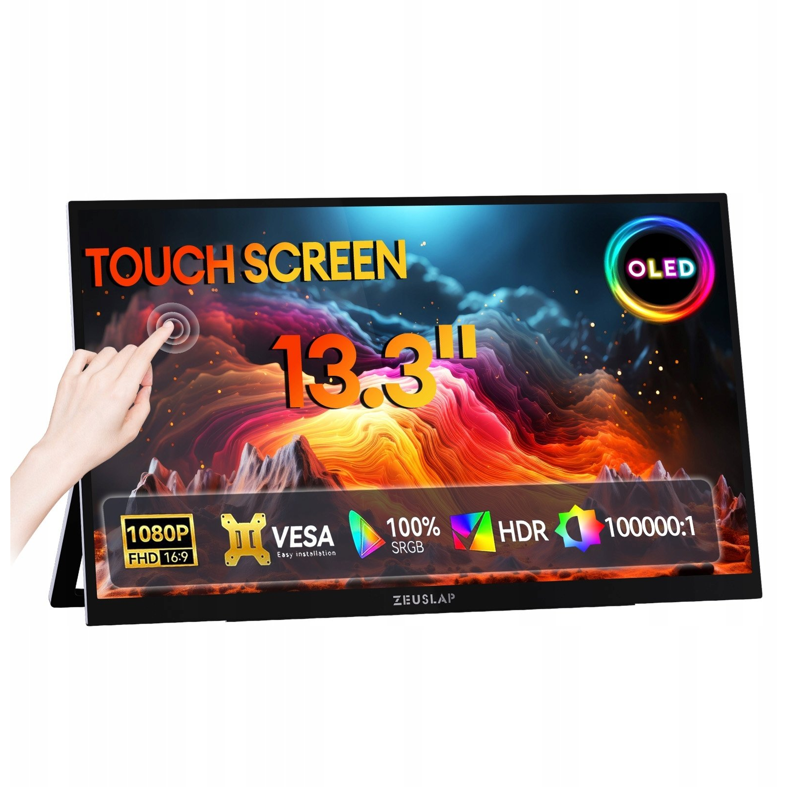 Zeuslap OL133ED Hordozható Monitor 13,3" OLED Érintőképernyő Full HD (6974065451890)
