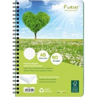  Clairefontaine Kołozeszyt CLAIREFONTAINE Forever Premium z recyklingu A5 90g 60k kratka zielony