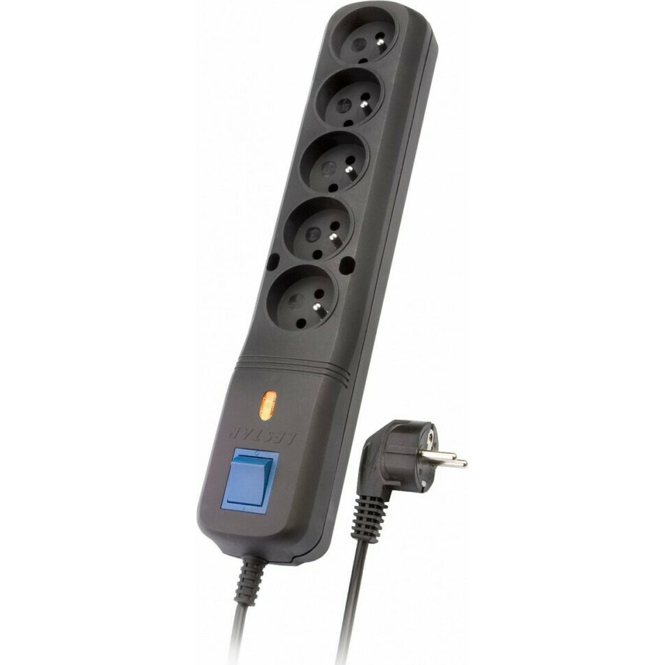 Lestar LF-530WA 5 aljzatos túlfeszültség védő - elosztó kapcsolóval 2.5m - Fekete (1966000297)