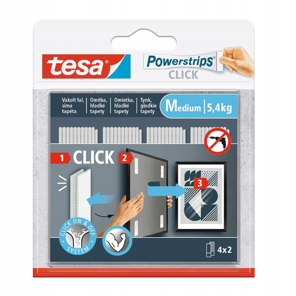 ÖNTAPADÓS TÉPŐZÁRAK POWERSTRIPS-CLICK/MEDIUM TESA