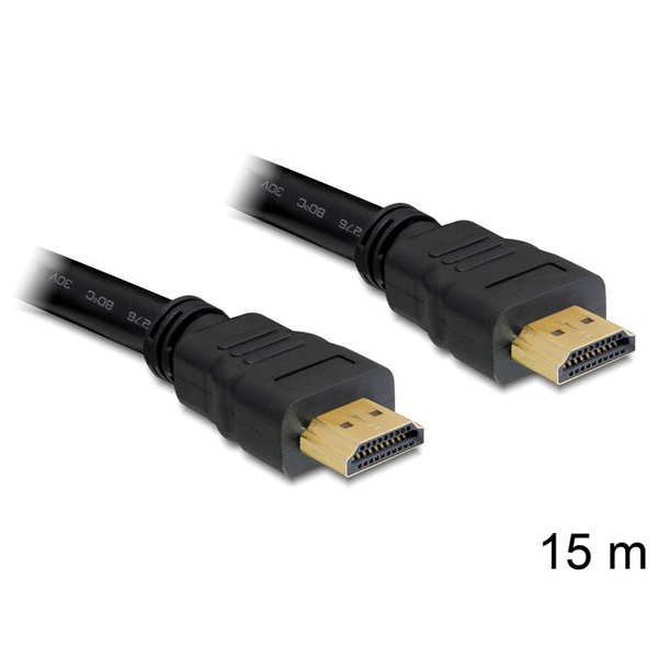 Kabel High Speed HDMI s podporou Ethernet – HDMI A HDMI A 15m Delock 82710