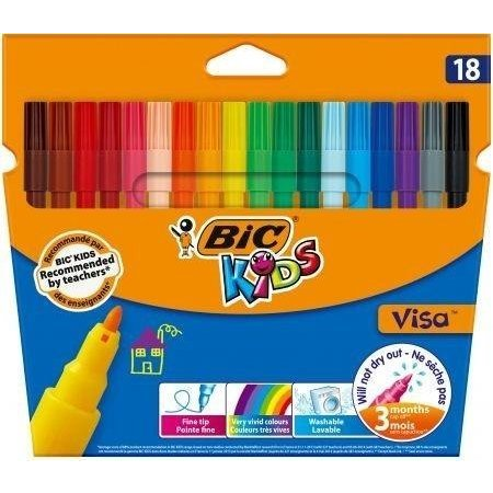 Rotulador Bic Kids Visa Estuche De 18 Colores Tinta Base De Agua Lavable