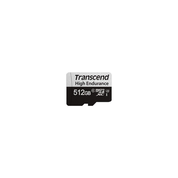 Transcend TS512GUSD350V microSD w/ adapter, 512 GB, UHS-I U3, High Endurance, 95/ 45 MB/s