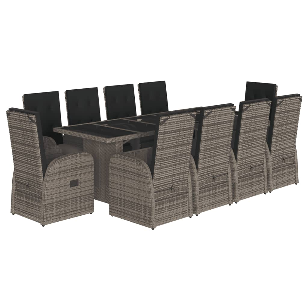 11 részes szürke polyrattan kerti ülőgarnitúra párnákkal (3277623)