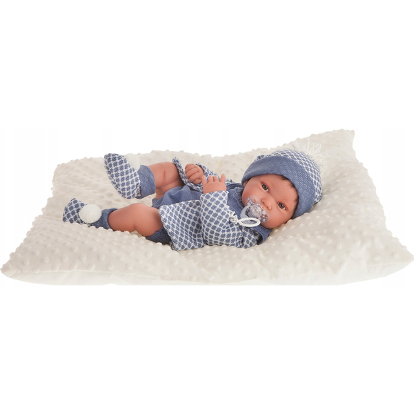 Antonio Juan Mosolygó Fiú Baba Kék Ruhában - 42 cm-es
