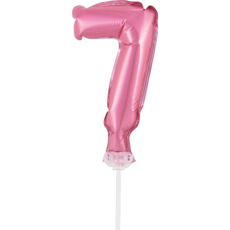 Szám Fólia Lufi Tortára - 13 cm, 7-es, Rózsaszín (GODA1972)