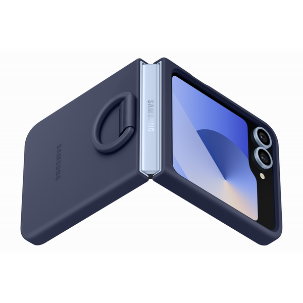 Samsung Flip 6 Szilikon tok gyűrűvel, Navy Kék