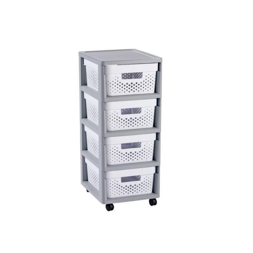 Curver Infinity 4 fókos tároló - Fehér pöttyös (239845)