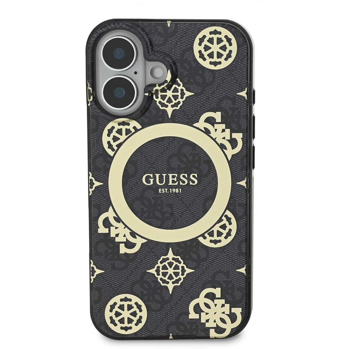 Guess IML 4G Peony MagSafe iPhone 16 Black tok (GUHMP16SH4PYEEK)