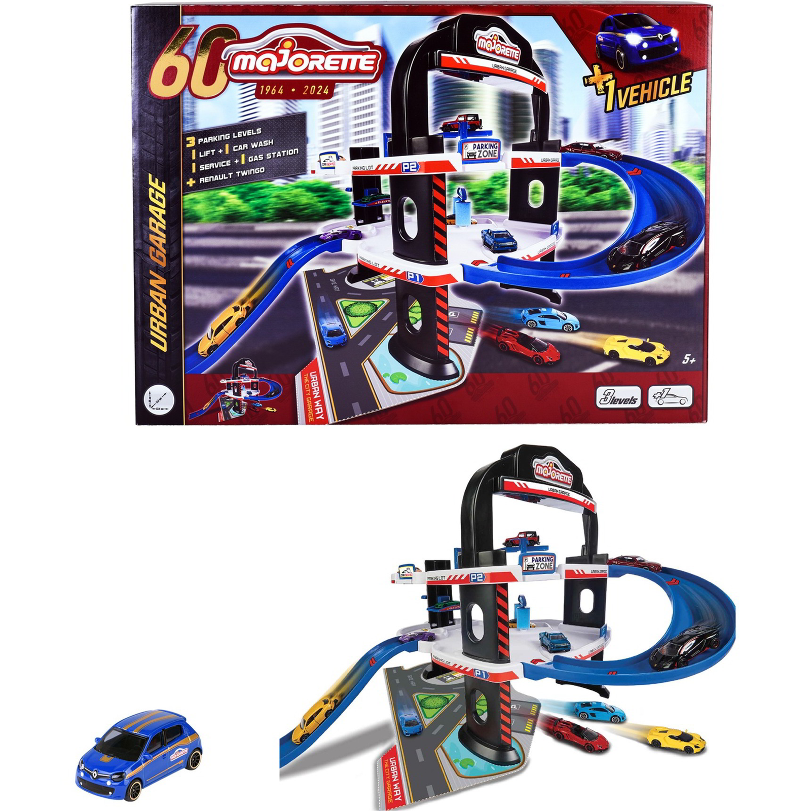 Majorette Urban Garage 60. évfordulós jubileumi kiadás + Renault Twingo (212059982)