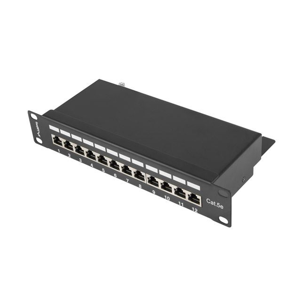 Lanberg Patch panel CAT5e 12 PORT árnyékolt 1U 10" fekete (PPF5-9012-B)