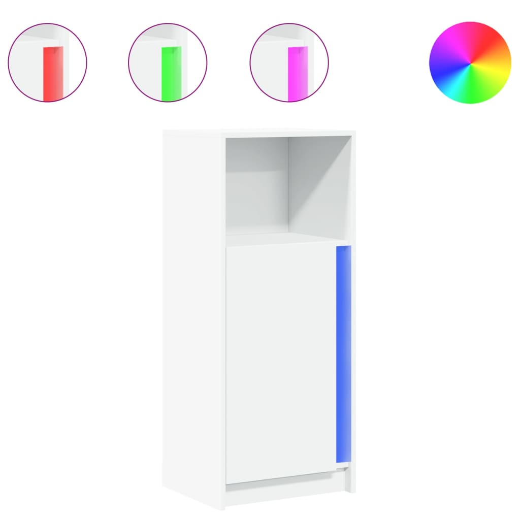 fehér szerelt fa tálalószekrény LED-del 42,5 x 34 x 100 cm (852152)