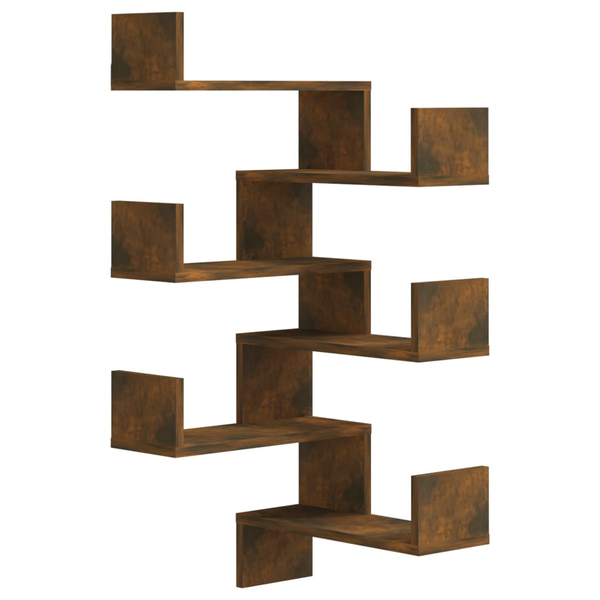 Комплект стенен ъглов рафт vidaXL, 2 бр, опушен дъб, 40x40x50 см, инженерно дърво, 5.4 Kg