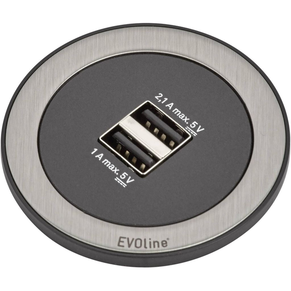 EVOline 159280001400 Asztali dugalj 2 részes Fekete, Nemesacél