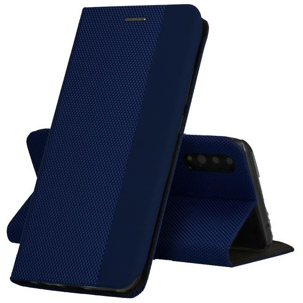 Xiaomi Mi 11, Oldalra nyíló tok, stand, textil minta, BookCover, sötétkék (110488)
