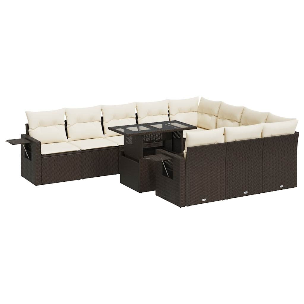 11 részes barna polyrattan kerti ülőgarnitúra párnákkal (3326554)