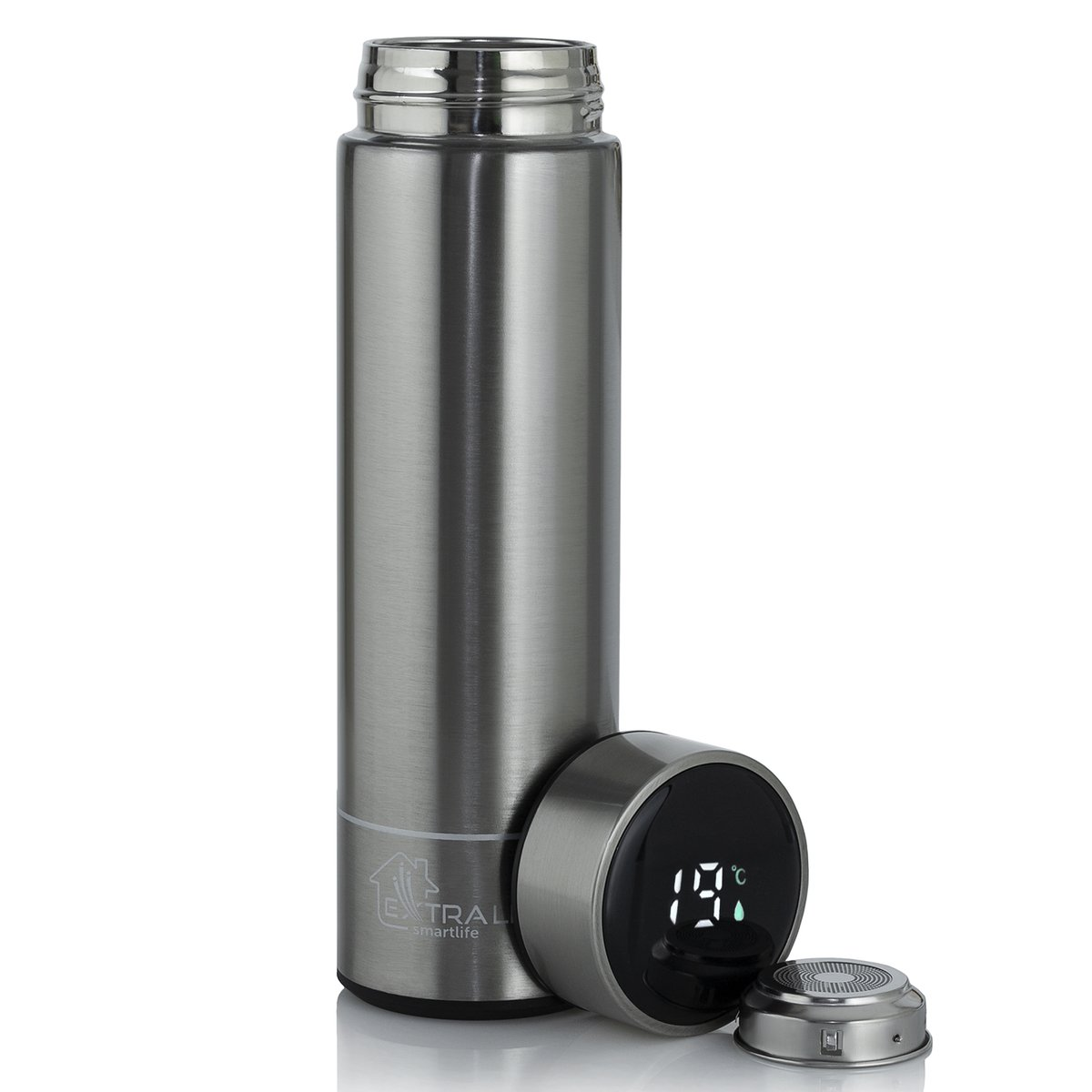 Extralink Smart Travel Mug LED 500ml Termosz - Ezüst (MUG-SMART500 SILVER)