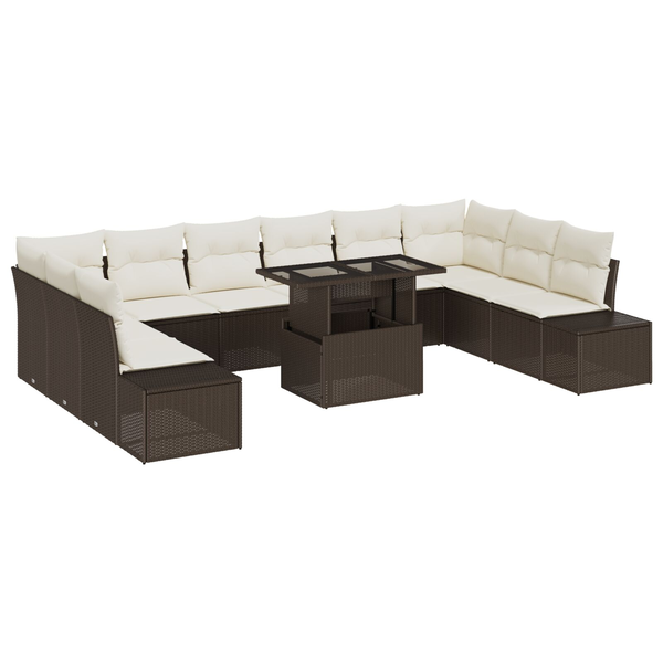 Conjunto De Sofá De Jardín Set De 11 Beige Y Marrón Oscuro V1941 Unico / Beige