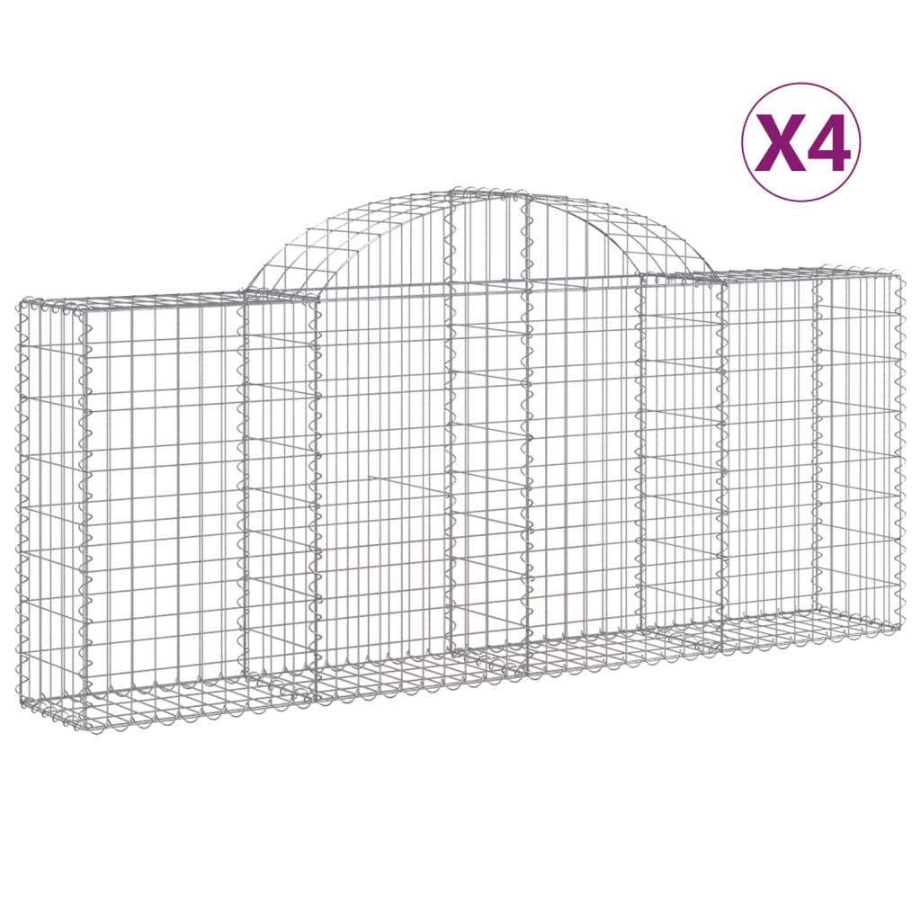 4 db íves horganyzott vas gabion kosár 200x30x80/100 cm (3146091)