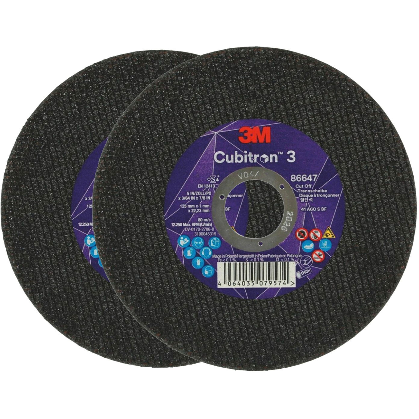 3M Cubitron 3 vágókorong, méret 125×1 mm, 2 db, 86647 (7100304306)