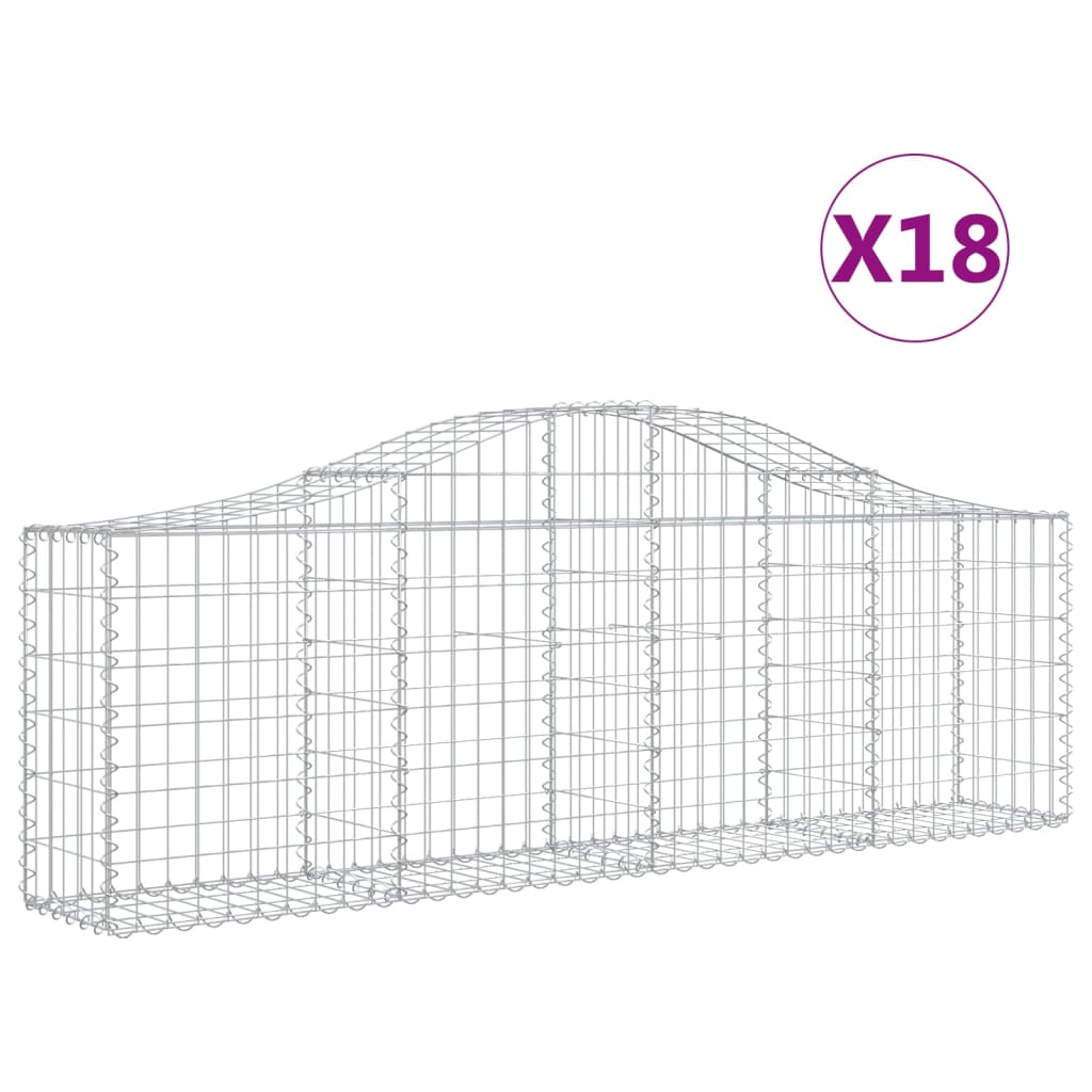 18 db íves horganyzott vas gabion kosár 200x30x60/80 cm (3145402)