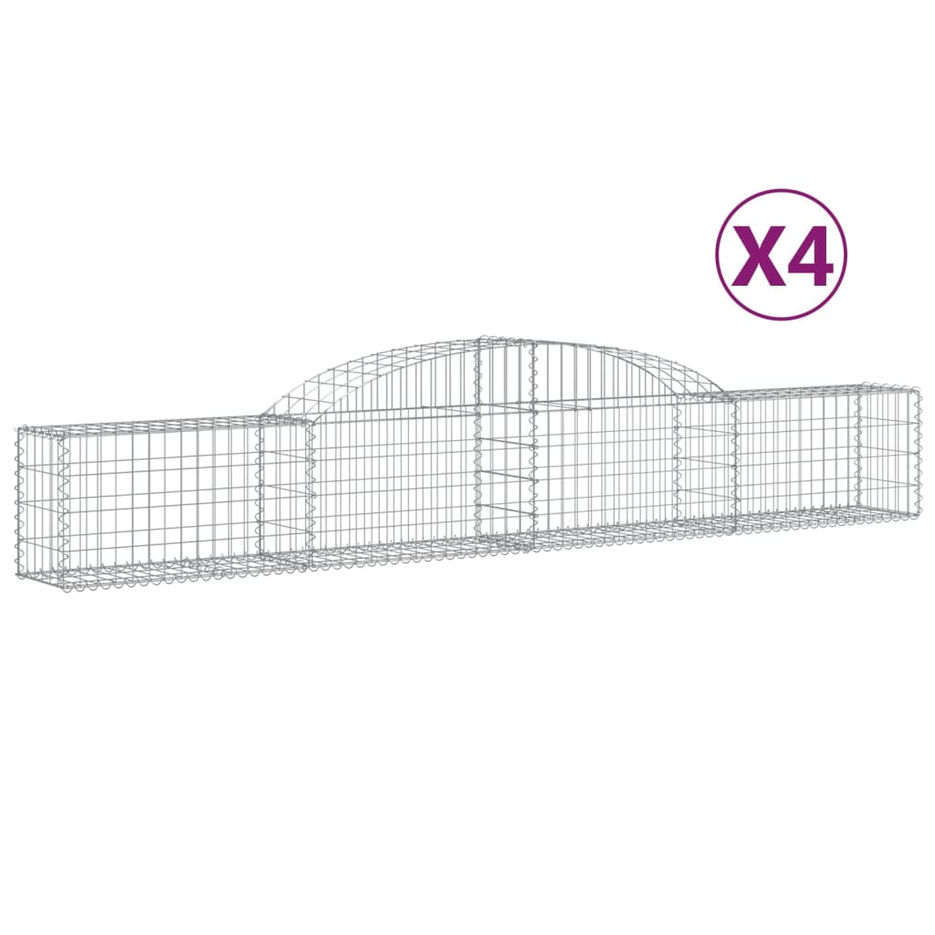 4 db íves horganyzott vas gabion kosár 300x30x40/60 cm (3146469)