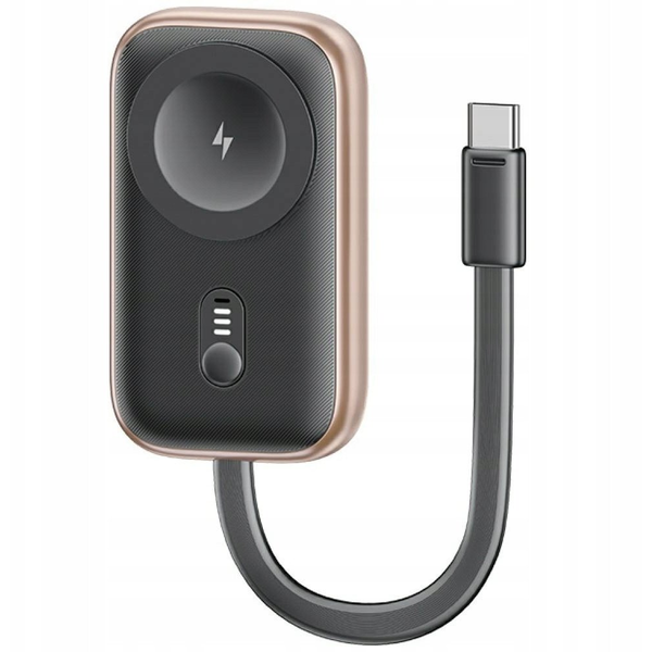 Usams vésztöltő (1200mAh, 2.5W, gyorstöltő, MagSafe, Apple Watch töltő, LED jelzés + fix Type-C kábel) SÖTÉTSZÜRKE (CD245SBWXC01)