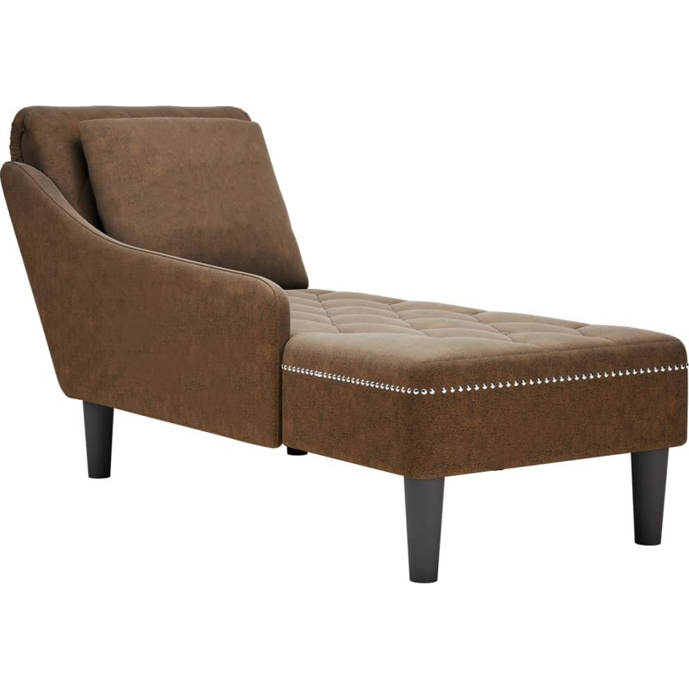 barna műbőr dívány párnával és jobb kartámasszal (4009780)