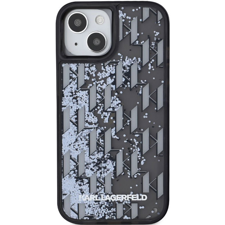 Karl Lagerfeld Liquid Glitter Monogram Gradient iPhone 15 Pro fekete tok (KLHCP15LLKLGKCCK)