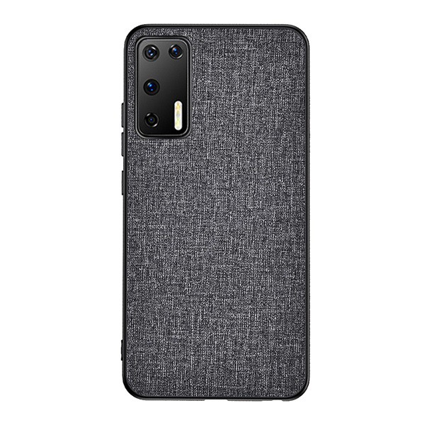 Műanyag telefonvédő (közepesen ütésálló, szilikon keret, textil hátlap) SZÜRKE [Huawei P40] (5996457967346)