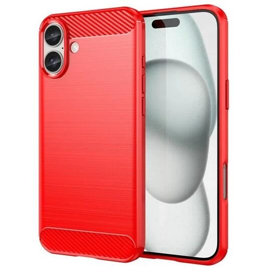Gigapack Apple iPhone 16 Plus szálcsiszolt, karbon mintás tok piros (GP-160160) (GP-160160)