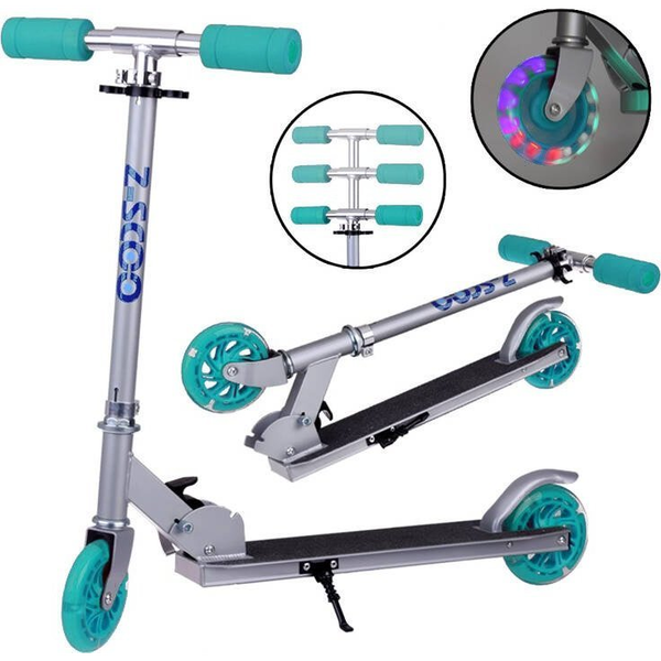 Összecsukható Roller Világító Kerekekkel - Türkiz Kerékkel És Markolattal