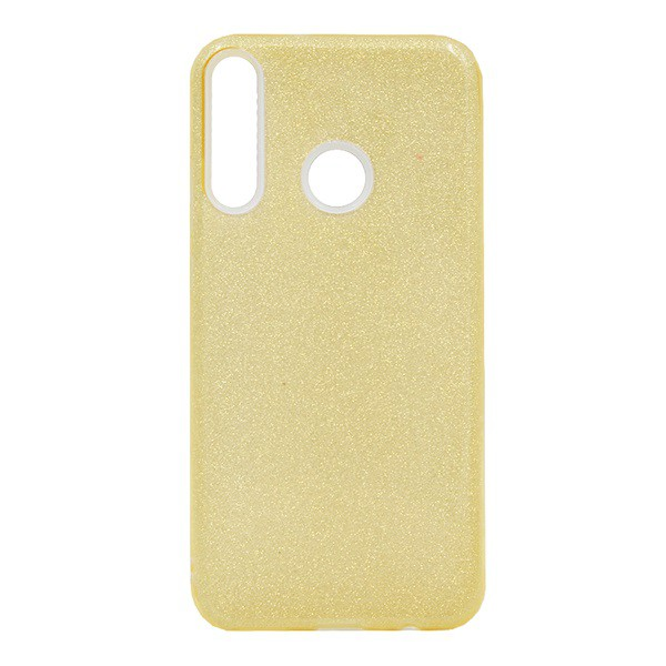 Szilikon telefonvédő (műanyag belső, csillogó hátlap) ARANY [Huawei P40 Lite E / Y7p] (5996457980413)