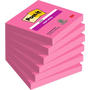 3M POST-IT Öntapadó jegyzettömb, 76x76 mm, 6x90 lap,  "Super Sticky", pink (LP6546SSPNK6)