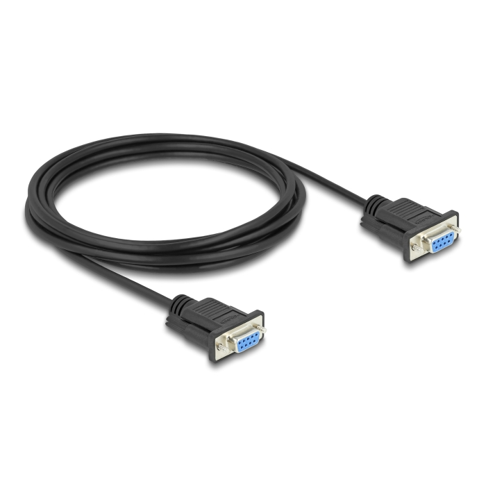 Delock D-Sub9-es, RS-232 soros kábel, anya-anya, 3 m (86825) (86825)