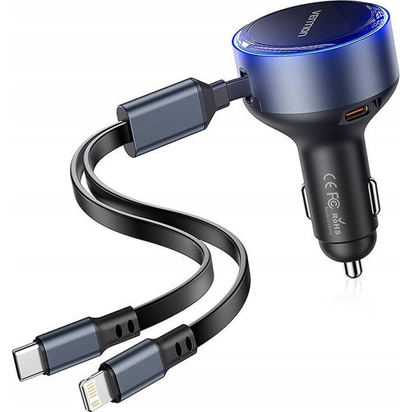 Car Charger Vention FFOB0 USB-C + cable USB-C/Lightning 30W