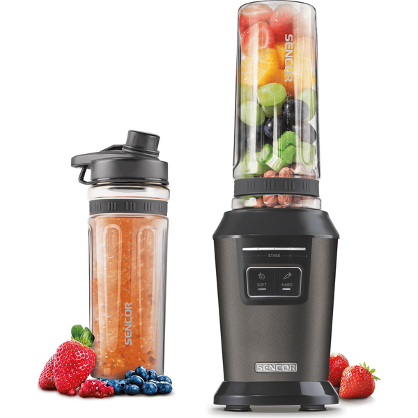 Stolní mixér smoothie mixér Sencor 800 W silný, černý, 2 nádoby