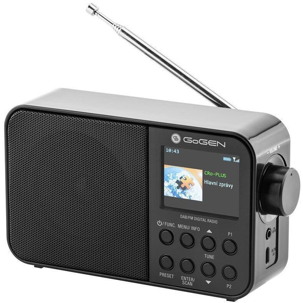 Радио GoGEN DAB 500 BTC, портативно радио с DAB + и FM тунер, 1W, Bluetooth, цветен LCD, 2000 mAh батерия, Черен