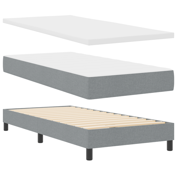 Boxspring Ágy Matrac Kép: Világosszürke 90x200 cm Szövet