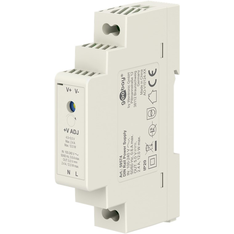 Goobay DIN-sínes tápegység 5 V, 2.4 A, 12 W (59574)