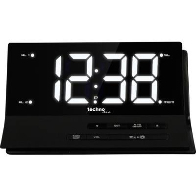 Rádiójel vezérelt digitális ébresztőóra, fekete, Techno Line WT 482 (WT 482)