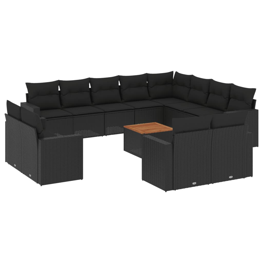 13 részes fekete polyrattan kerti ülőgarnitúra párnákkal (3256720)